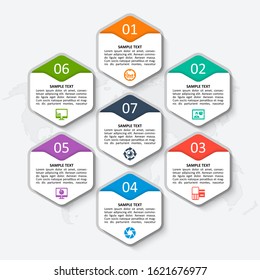 vector abstract 3d paper infographic elements.Hexagon infographics.Honeycomb design