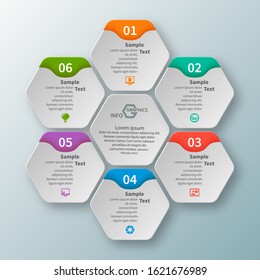 vector abstract 3d paper infographic elements.Hexagon infographics.Honeycomb design