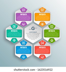 vector abstract 3d paper infographic elements.Hexagon infographics.Honeycomb design