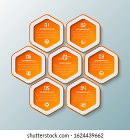 vector abstract 3d paper infographic elements.Hexagon infographics.Honeycomb design