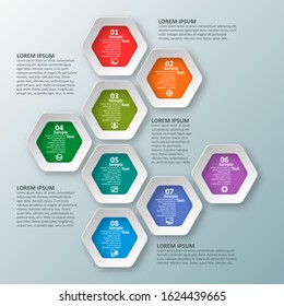 vector abstract 3d paper infographic elements.Hexagon infographics.Honeycomb design