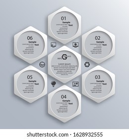 vector abstract 3d paper infographic elements.Hexagon infographics.Honeycomb design