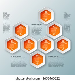 vector abstract 3d paper infographic elements.Hexagon infographics.Honeycomb design