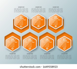 vector abstract 3d paper infographic elements.Hexagon infographics.Honeycomb design