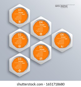 Abstrakte 3D-Papierinfographieelemente.Hexagon-Infografiken.Honeycomb-Design