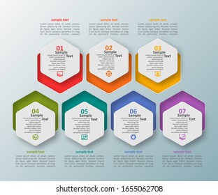 vector abstract 3d paper infographic elements.Hexagon infographics.Honeycomb design