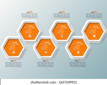 vector abstract 3d paper infographic elements.Hexagon infographics.Honeycomb design