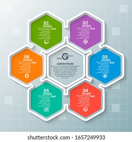 elementos infográficos de papel abstracto vectorial 3d.infografías de hexágono.Diseño de honeycomb