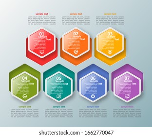 vector abstract 3d paper infographic elements.Hexagon infographics.Honeycomb design