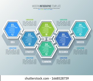 vector abstract 3d paper infographic elements.Hexagon infographics.Honeycomb design