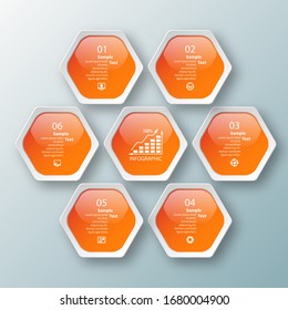 elementos infográficos de papel abstracto vectorial 3d.infografías de hexágono.Diseño de honeycomb
