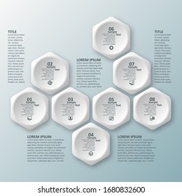 vector abstract 3d paper infographic elements.Hexagon infographics.Honeycomb design