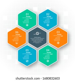 vector abstract 3d paper infographic elements.Hexagon infographics.Honeycomb design