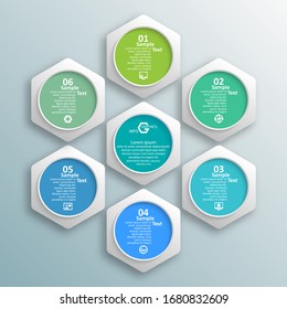 vector abstract 3d paper infographic elements.Hexagon infographics.Honeycomb design
