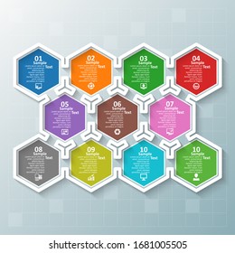 vector abstract 3d paper infographic elements.Hexagon infographics.Honeycomb design