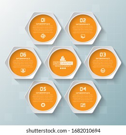 Abstrakte 3D-Papierinfographieelemente.Hexagon-Infografiken.Honeycomb-Design