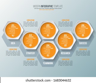 elementos infográficos de papel abstracto vectorial 3d.infografías de hexágono.Diseño de honeycomb