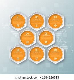 vector abstract 3d paper infographic elements.Hexagon infographics.Honeycomb design