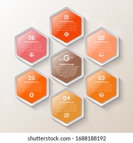 elementos infográficos de papel abstracto vectorial 3d.infografías de hexágono.Diseño de honeycomb