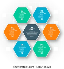 elementos infográficos de papel abstracto vectorial 3d.infografías de hexágono.Diseño de honeycomb