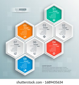 vector abstract 3d paper infographic elements.Hexagon infographics.Honeycomb design