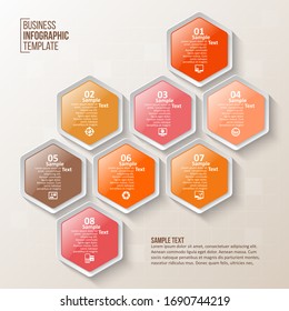 vector abstract 3d paper infographic elements.Hexagon infographics.Honeycomb design