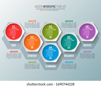 vector abstract 3d paper infographic elements.Hexagon infographics.Honeycomb design