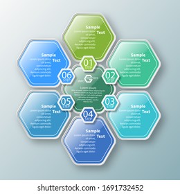 vector abstract 3d paper infographic elements.Hexagon infographics.Honeycomb design