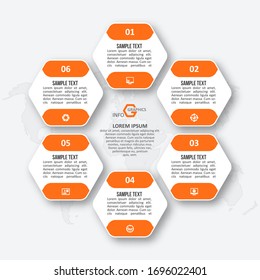 vector abstract 3d paper infographic elements.Hexagon infographics.Honeycomb design