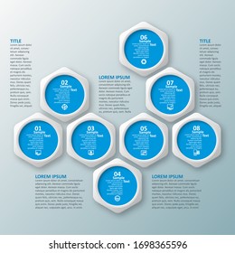 vector abstract 3d paper infographic elements.Hexagon infographics.Honeycomb design