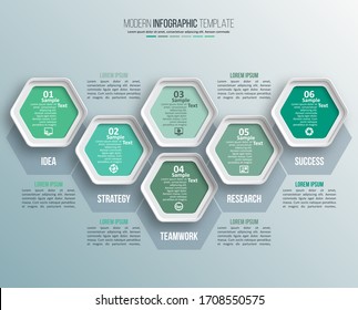 vector abstract 3d paper infographic elements.Hexagon infographics.Honeycomb design