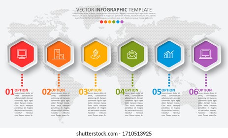elementos infográficos de papel abstracto vectorial 3d.infografías de hexágono.Diseño de honeycomb