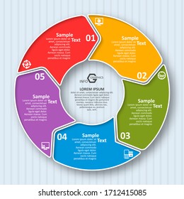 vector abstract 3d paper infographic elements on a gray background.Circular infographics