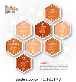 Vector Abstract 3d Paper Infographic Elements.Hexagon Infographics.Honeycomb Design