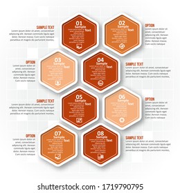 vector abstract 3d paper infographic elements.Hexagon infographics.Honeycomb design