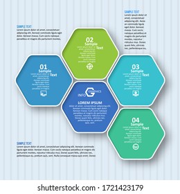 Vektorgrafik-abstrakte 3D-Papierelemente.Hexagon-Infografiken.Honeycomb-Design