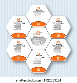 vector abstract 3d paper infographic elements.Hexagon infographics.Honeycomb design