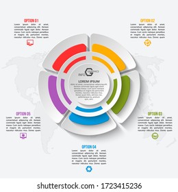 vector abstract 3d paper infographic elements.Circular infographics