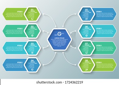 vector abstract 3d paper infographic elements.Hexagon infographics.Honeycomb design
