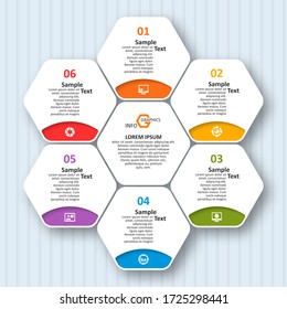 Vector Abstract 3d Paper Infographic Elements.Hexagon Infographics.Honeycomb Design