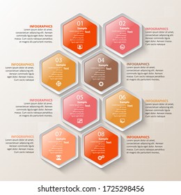 vector abstract 3d paper infographic elements.Hexagon infographics.Honeycomb design