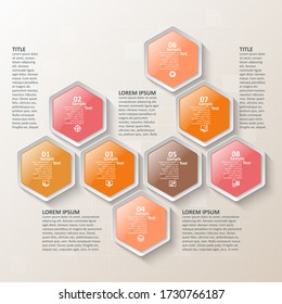 vector abstract 3d paper infographic elements.Hexagon infographics.Honeycomb design