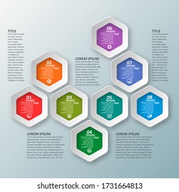 vector abstract 3d paper infographic elements.Hexagon infographics.Honeycomb design