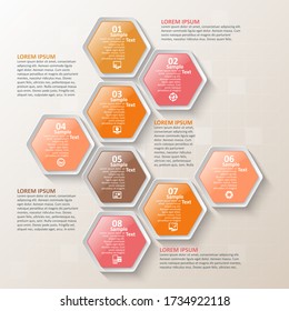 vector abstract 3d paper infographic elements.Hexagon infographics.Honeycomb design