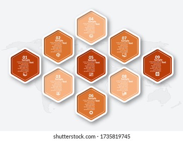 vector abstract 3d paper infographic elements.Hexagon infographics.Honeycomb design