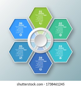vector abstract 3d paper infographic elements.Hexagon infographics.Honeycomb design