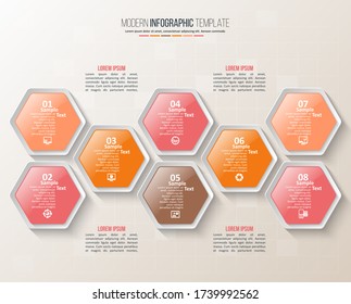 vector abstract 3d paper infographic elements.Hexagon infographics.Honeycomb design