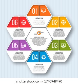 vector abstract 3d paper infographic elements.Hexagon infographics.Honeycomb design