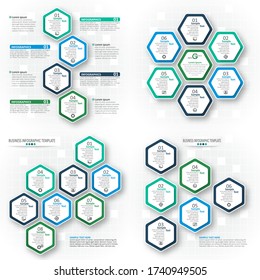 vector abstract 3d paper infographic elements.Hexagon infographics.Honeycomb design