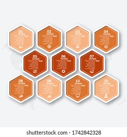 vector abstract 3d paper infographic elements.Hexagon infographics.Honeycomb design